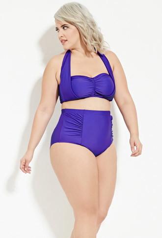 Forever21 Plus Women's  Royal Plus Size Bandeau Halter Bikini Top