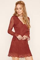Forever21 Women's  Bell-sleeve Embroidered Dress