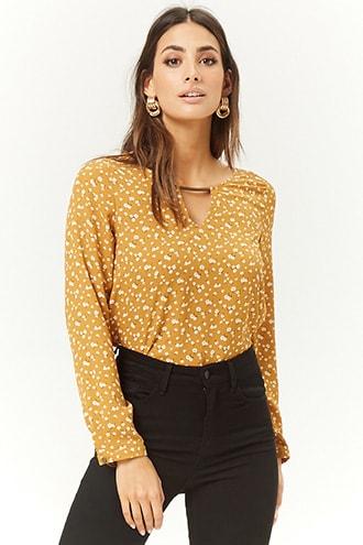 Forever21 Ditsy Floral Chiffon Cutout Top