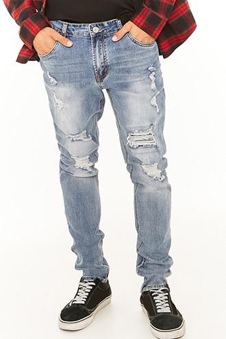Forever21 Victorious Distressed Zipper Hem Jeans