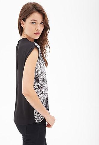 Forever21 Snake Print Split-back Top