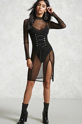 Forever21 Contemporary Mesh Overlay Dress