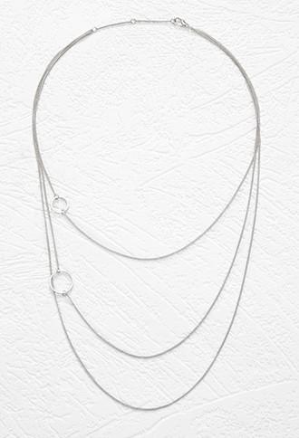 Forever21 Cutout Circle Charm Necklace (silver)