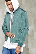 21 Men Men's  Green Padded Bomber Jacket