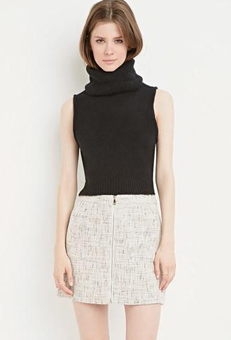 Forever21 Zip-front Tweed Skirt