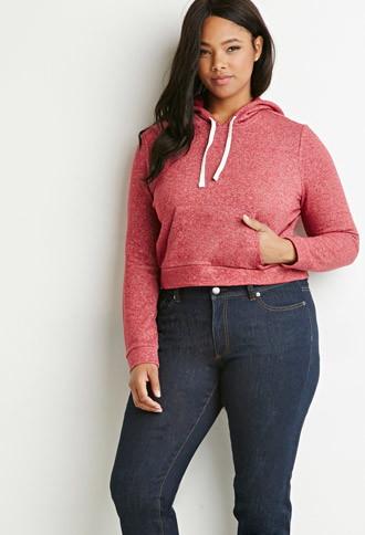 Forever21 Plus Women's  Contrast-lined Drawstring Hoodie