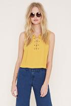 Forever21 Women's  Boxy Lace-up Top