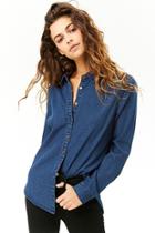 Forever21 Denim Button-front High-low Shirt