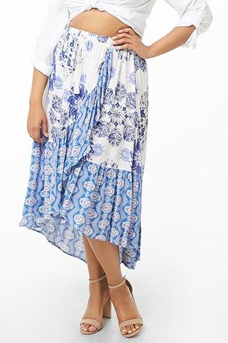 Forever21 Plus Size Ornate Floral Print Skirt