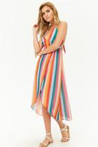 Forever21 Striped Chiffon Halter High-low Dress