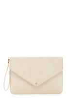 Forever21 Cream Faux Leather Envelope Clutch