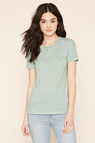 Forever21 Women's  Pistachio Slub Knit Tee