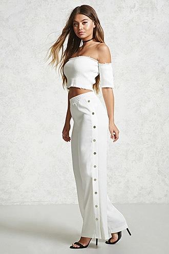 Forever21 Wide-leg Snap-button Pants