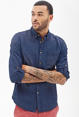 Forever21 Classic Fit Denim Shirt