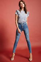 Forever21 High-rise Exposed Button Skinny Jeans