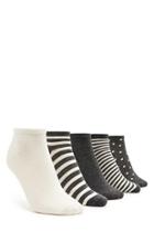 Forever21 Women's  Charcoal & Cream Polka Dot Ankle Sock Set
