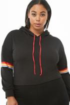 Forever21 Plus Size Rainbow Striped-trim Cropped Hoodie