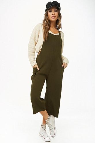 Forever21 Cropped Pinafore Jumpsuit