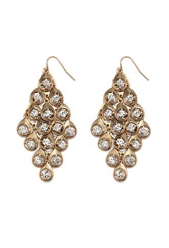 Forever21 Rhinestone Chandelier Earrings (antic Gold/clear)