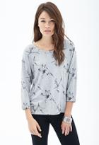 Forever21 Contemporary Sketch-floral Heathered Top