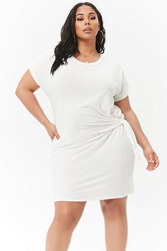 Forever21 Plus Size Slub Knit Self-tie T-shirt Dress