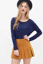 Forever21 Women's  Navy & Blue Striped Slub Knit Top