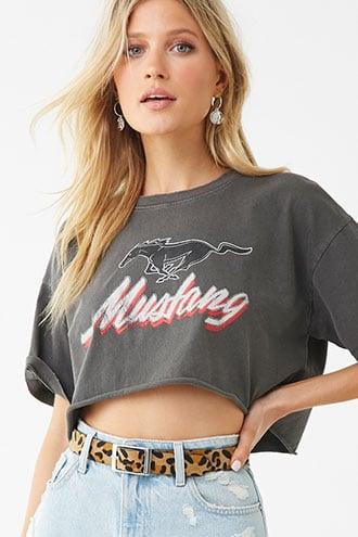Forever21 Ford Mustang Graphic Cropped Tee