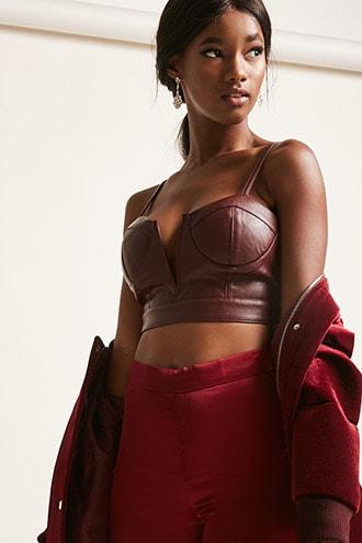 Forever21 Faux Leather Bustier Top