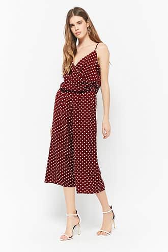 Forever21 Crepe Polka Dot Jumpsuit