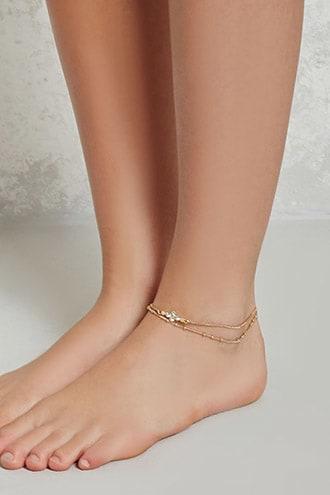 Forever21 Faux Crystal Layered Anklet