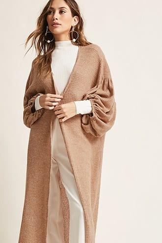 Forever21 Longline Balloon-sleeve Cardigan