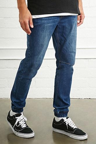 21 Men Men's  Cuffed Slim-fit Jeans