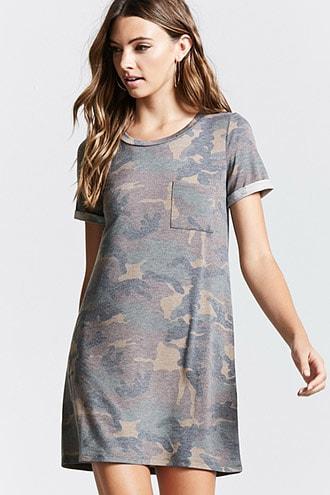 Forever21 Pocket Camo T-shirt Dress