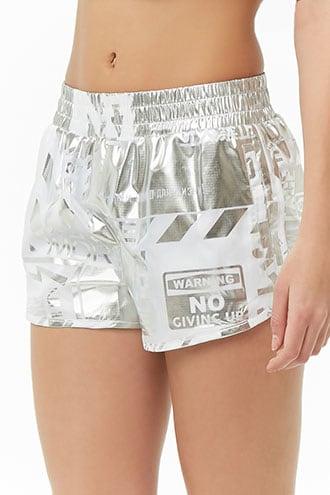 Forever21 Metallic Mini Windbreaker Shorts