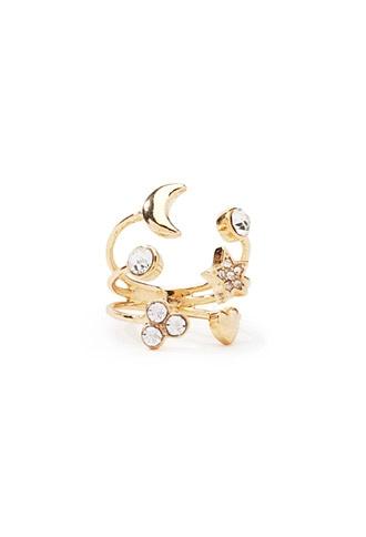 Forever21 Rhinestone And Crescent Ring