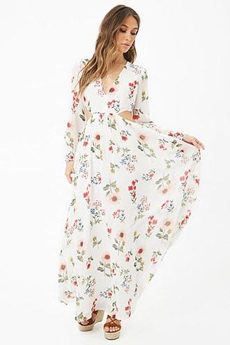 Forever21 Cutout Floral Print Maxi Dress
