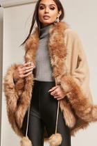 Forever21 Pia Rossini Faux Fur-trimmed Poncho
