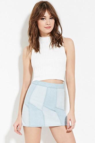 Forever21 Women's  Paneled Denim Mini Skirt