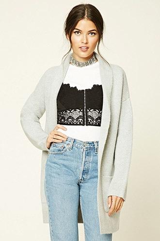 Forever21 Women's  Longline Brushed Knit Cardigan