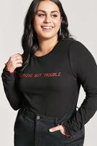 Forever21 Plus Size Nothing But Trouble Graphic Top