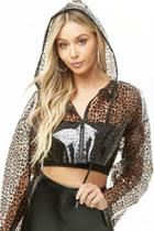 Forever21 Clear Leopard Print Vinyl Hoodie