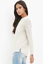 Forever21 Slub Knit Crochet-trimmed Top