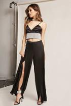 Forever21 Satin Crop Top And Pants Set