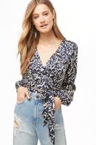 Forever21 Cropped Floral Print Wrap Top