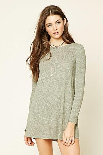 Forever21 Women's  Olive Heathered Swing Dress