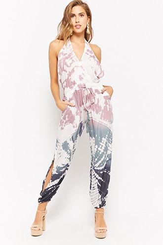 Forever21 Boho Me Tie-dye Halter Jumpsuit