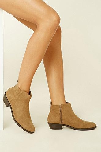 Forever21 Women's  Taupe Faux Suede Ankle Boots