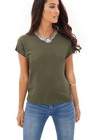 Forever21 Contemporary Knit & Woven Batwing Tee