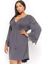 Forever21 Plus Size Embroidered Lace-trim Peasant Dress