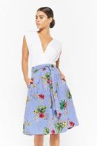 Forever21 Floral Striped Tie-front Skirt